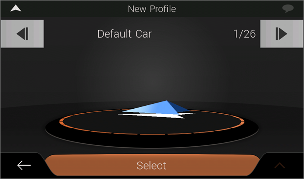 Vehicle Icon Selection screen