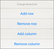 Change Rows/Cols menu