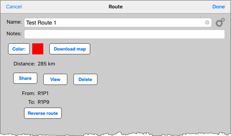 Route Details page