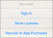 Settings - Map Licenses Menu